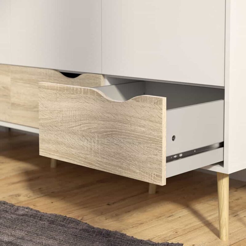 Furniture To Go Oslo Wardrobe 3 Doors 3 Drawers White Oak