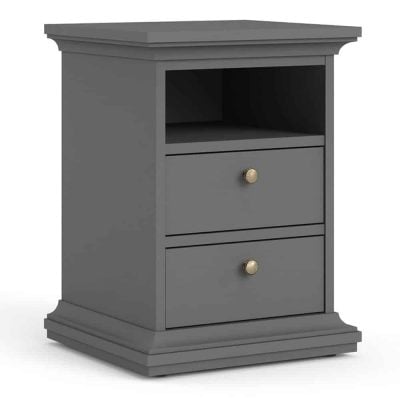 Furniture To Go Paris Bedside 2 Drawers Matt Grey