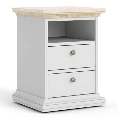 Furniture To Go Paris Bedside 2 Drawers White Oak