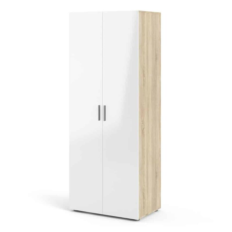 Furniture To Go Pepe 2 Door Wardrobe Oak White High Gloss