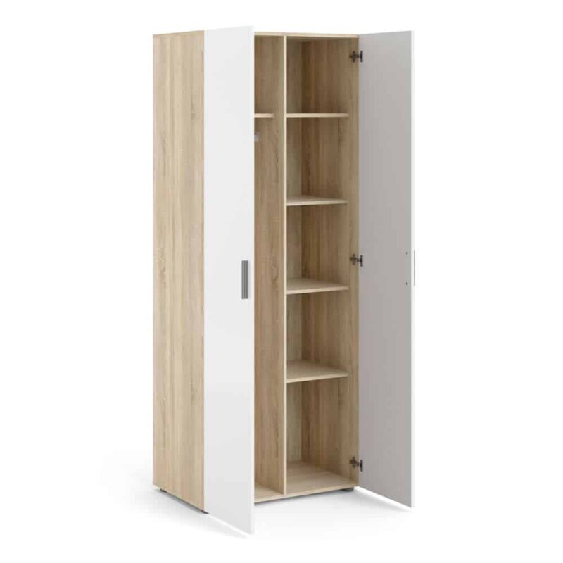 Furniture To Go Pepe 2 Door Wardrobe Oak White High Gloss