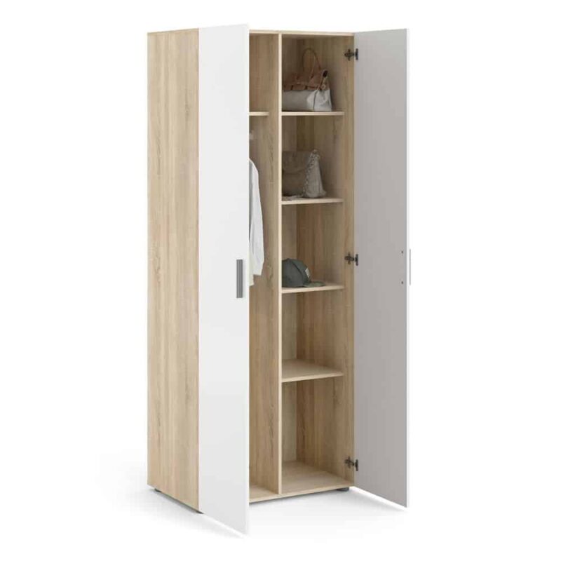Furniture To Go Pepe 2 Door Wardrobe Oak White High Gloss