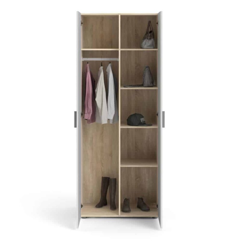 Furniture To Go Pepe 2 Door Wardrobe Oak White High Gloss