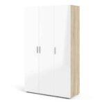 Furniture To Go Pepe 3 Door Wardrobe Oak White High Gloss