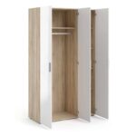 Furniture To Go Pepe 3 Door Wardrobe Oak White High Gloss