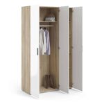 Furniture To Go Pepe 3 Door Wardrobe Oak White High Gloss