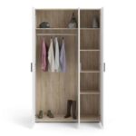 Furniture To Go Pepe 3 Door Wardrobe Oak White High Gloss