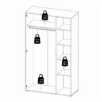 Furniture To Go Pepe 3 Door Wardrobe Oak White High Gloss