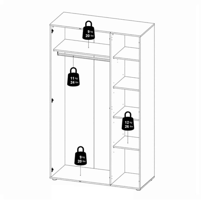 Furniture To Go Pepe 3 Door Wardrobe Oak White High Gloss