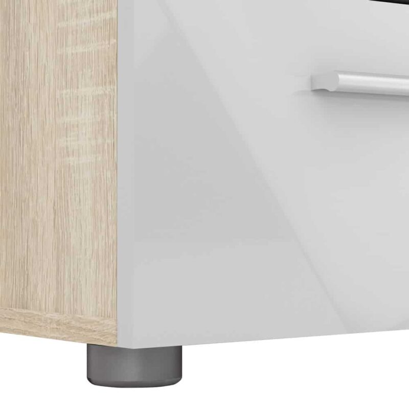 Furniture To Go Pepe Bedside 2 Drawers Oak White High Gloss