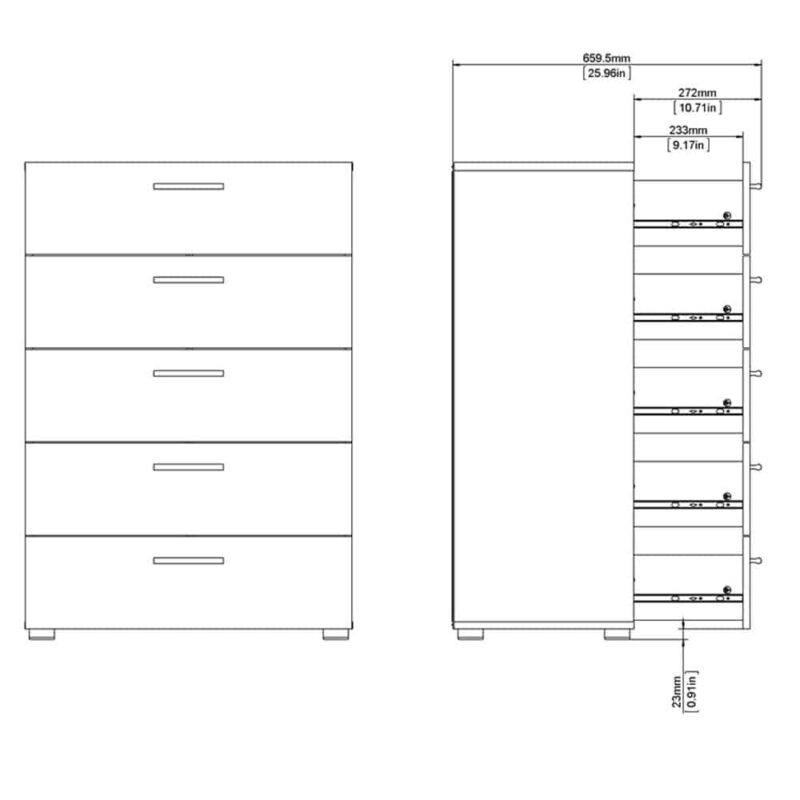Furniture To Go Pepe Chest Of 5 Drawers Black