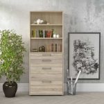 Furniture To Go Prima Bookcase 2 Shelves 2 File Drawers Oak Effect