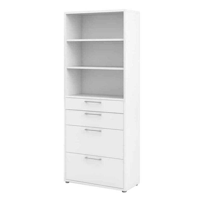 Furniture To Go Prima Bookcase 2 Shelves 2 File Drawers White