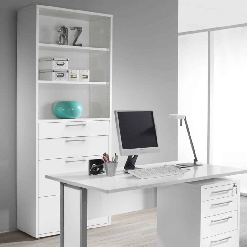 Furniture To Go Prima Bookcase 2 Shelves 2 File Drawers White