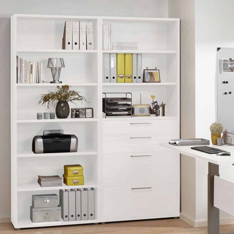 Furniture To Go Prima Bookcase 2 Shelves 2 File Drawers White