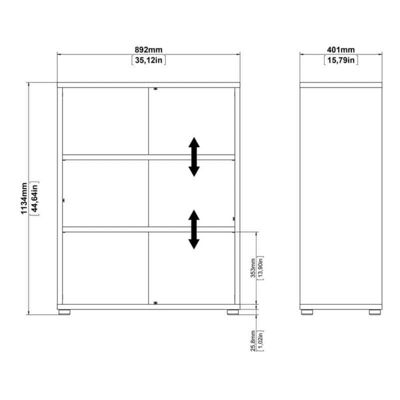 Furniture To Go Prima Bookcase 2 Shelves Oak