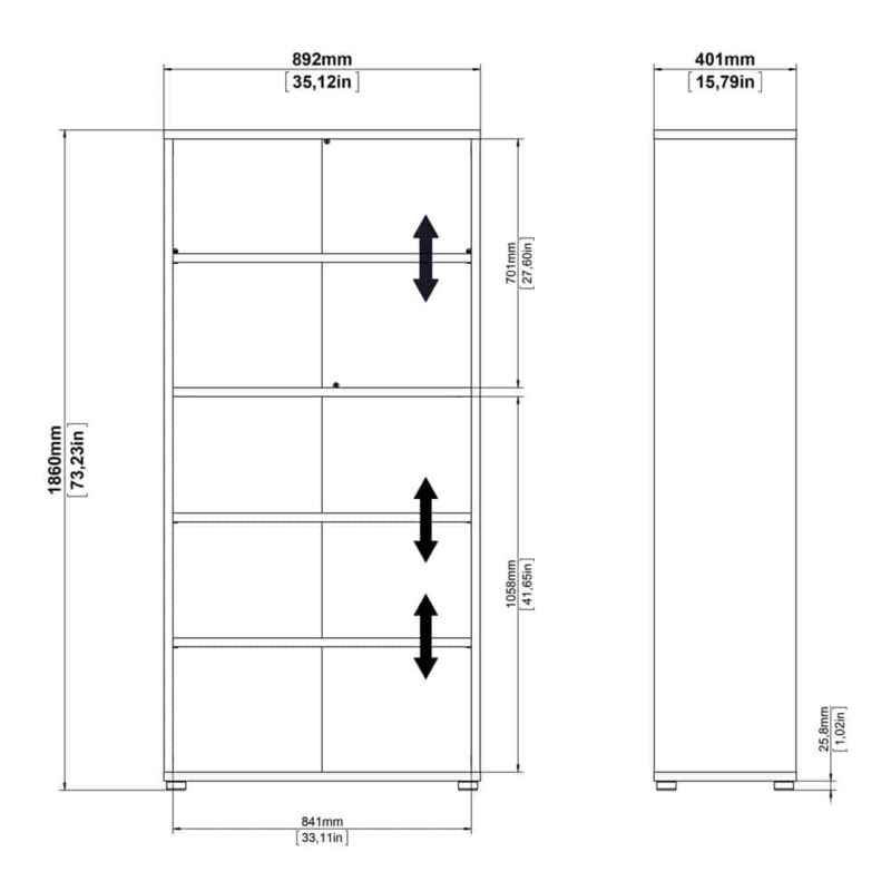 Furniture To Go Prima Bookcase 4 Shelves White