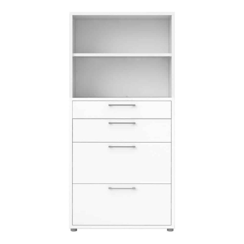 Furniture To Go Prima Bookcase 1 Shelf 2 File Drawers White