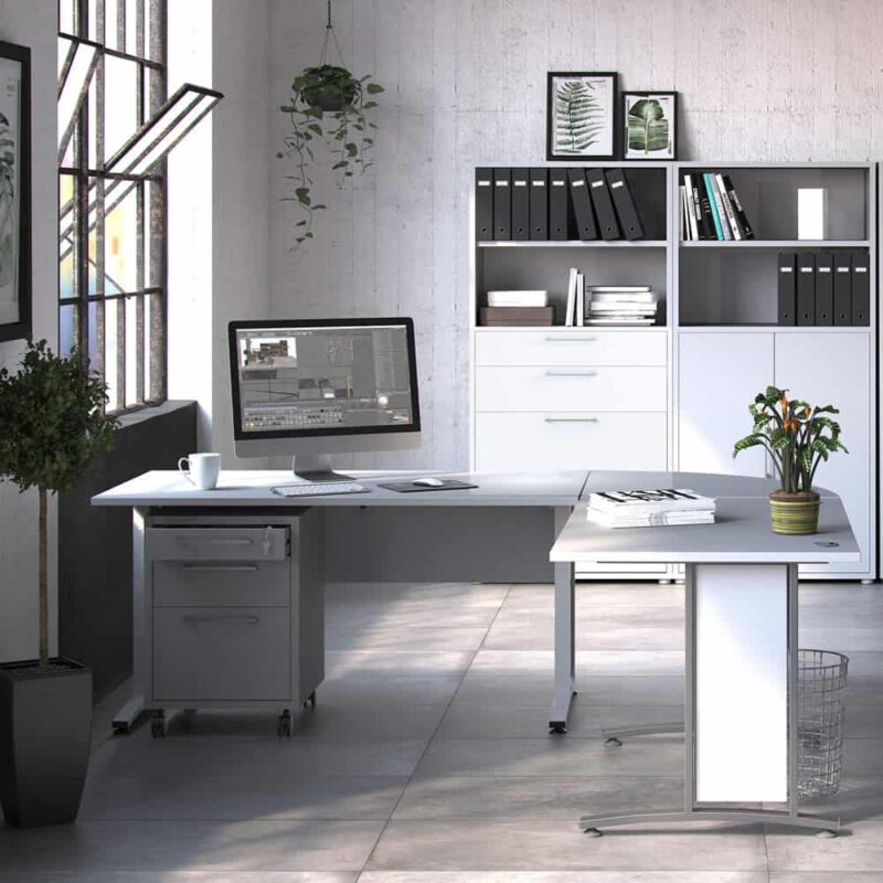 Furniture To Go Prima Bookcase 1 Shelf 2 File Drawers White