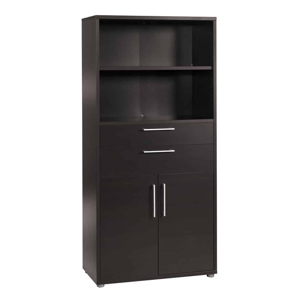 Furniture To Go Prima Cupboard 2 Shelves 2 Drawers 2 Doors Black Woodgrain