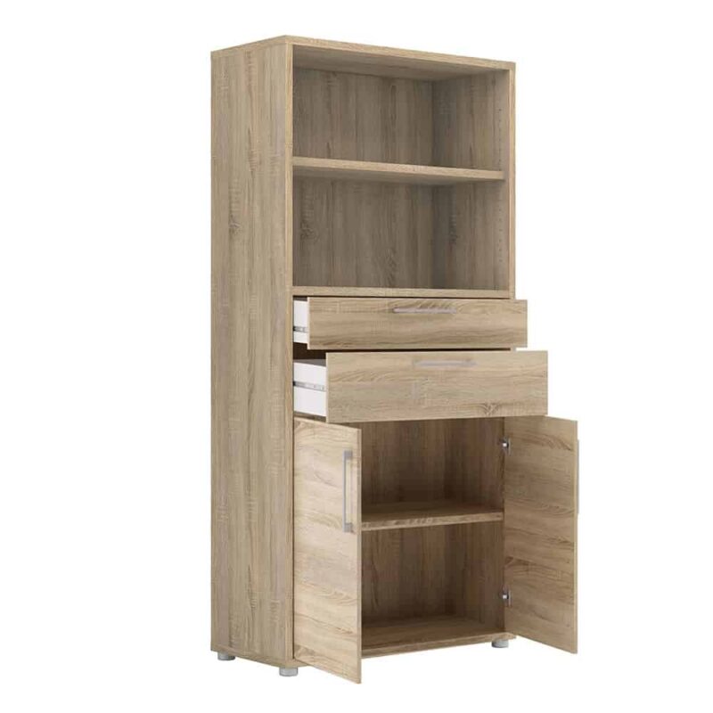 Furniture To Go Prima Cupboard 2 Shelves 2 Drawers 2 Doors Oak