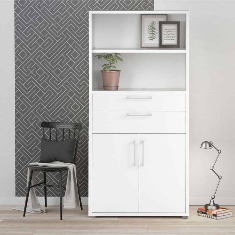 Furniture To Go Prima Cupboard 2 Shelves 2 Drawers 2 Doors White