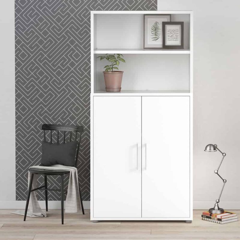 Furniture To Go Prima Cupboard 4 Shelves 2 Doors White