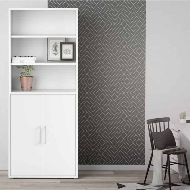 Furniture To Go Prima Cupboard 5 Shelves 2 Doors White
