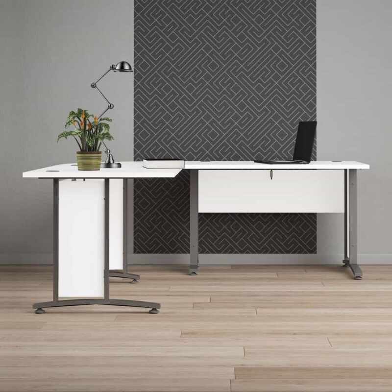 Furniture To Go Prima Desk 120cm White Silver Grey Legs