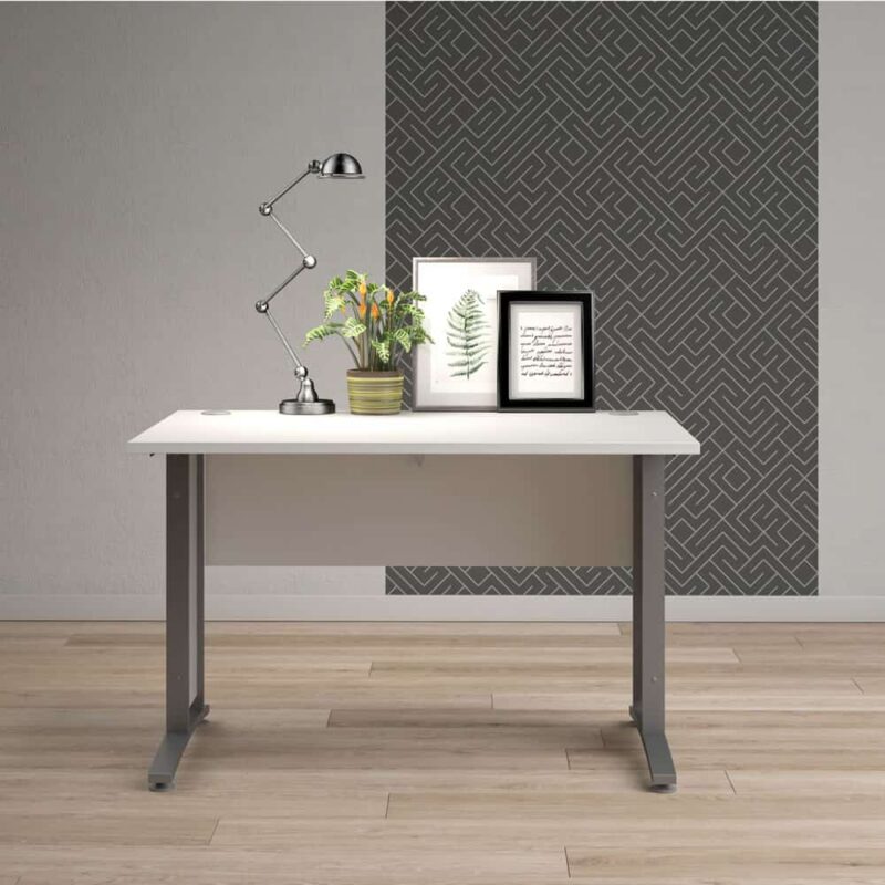 Furniture To Go Prima Desk 120cm White Silver Grey Legs