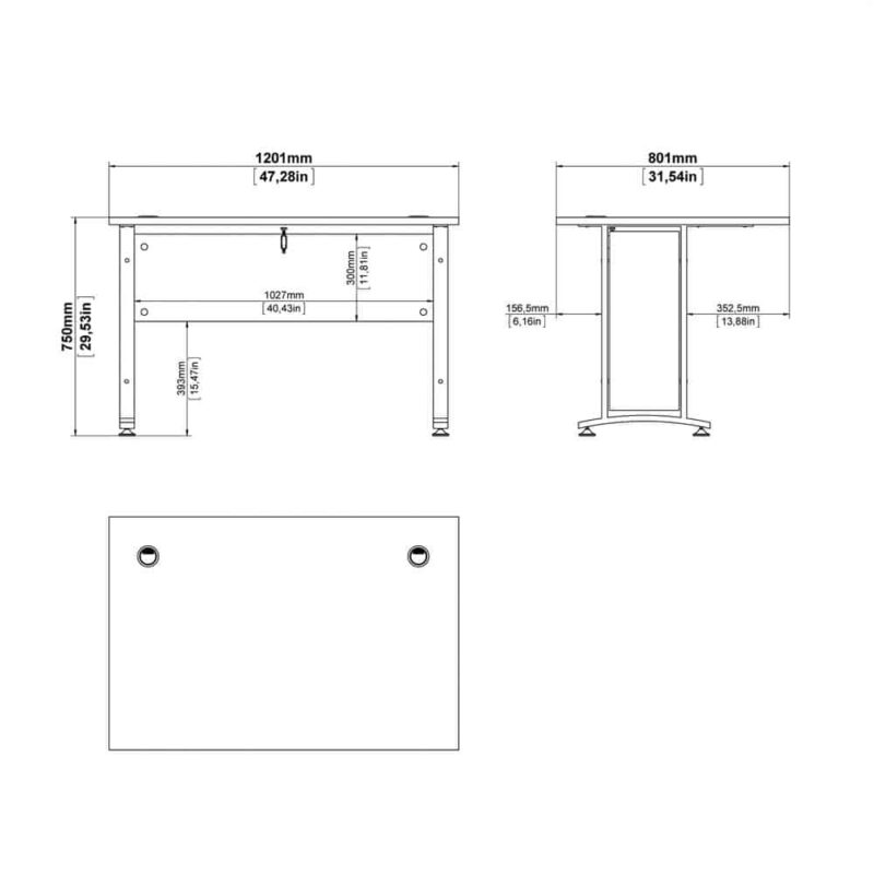 Furniture To Go Prima Desk 120cm White Silver Grey Legs