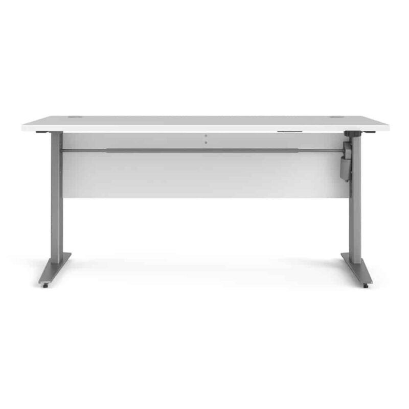 Furniture To Go Prima Desk 150cm Height Adjustable White Silver Grey Legs