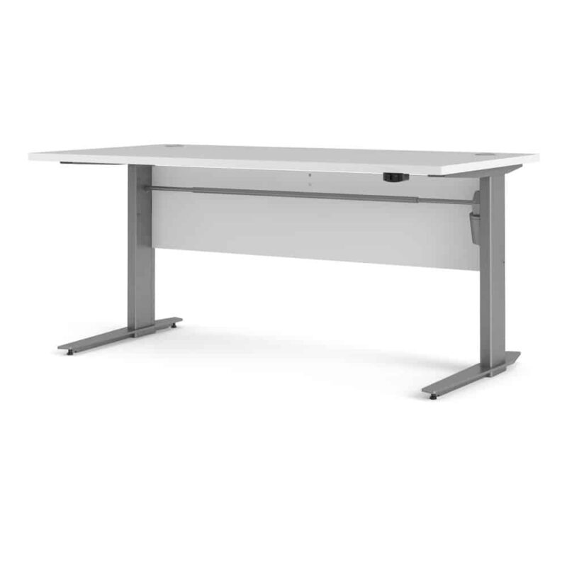 Furniture To Go Prima Desk 150cm Height Adjustable White Silver Grey Legs