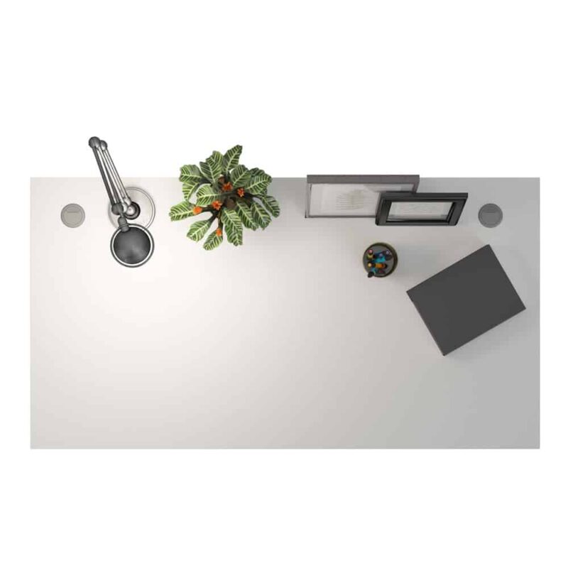 Furniture To Go Prima Desk 150cm Height Adjustable White Silver Grey Legs