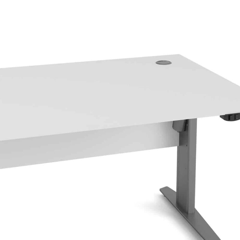 Furniture To Go Prima Desk 150cm Height Adjustable White Silver Grey Legs