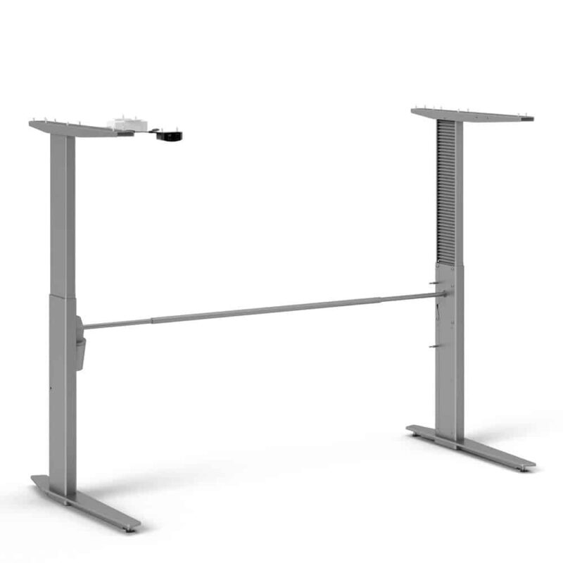 Furniture To Go Prima Desk 150cm Height Adjustable White Silver Grey Legs