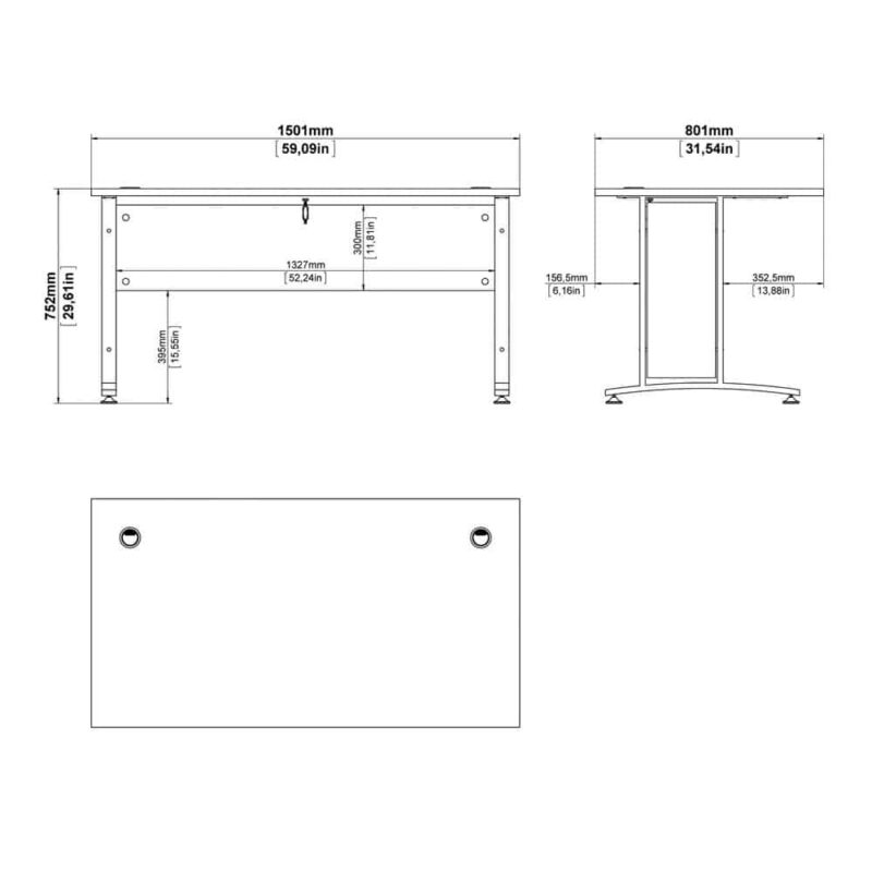 Furniture To Go Prima Desk 150cm Oak White Legs