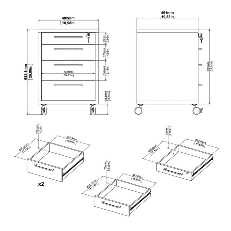 Furniture To Go Prima Mobile Cabinet Oak