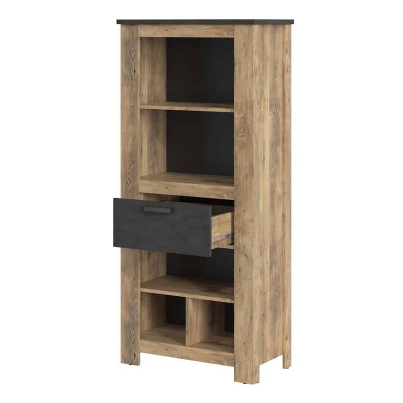 Furniture To Go Rapallo 1 Drawer Bookcase Chestnut Matera Grey