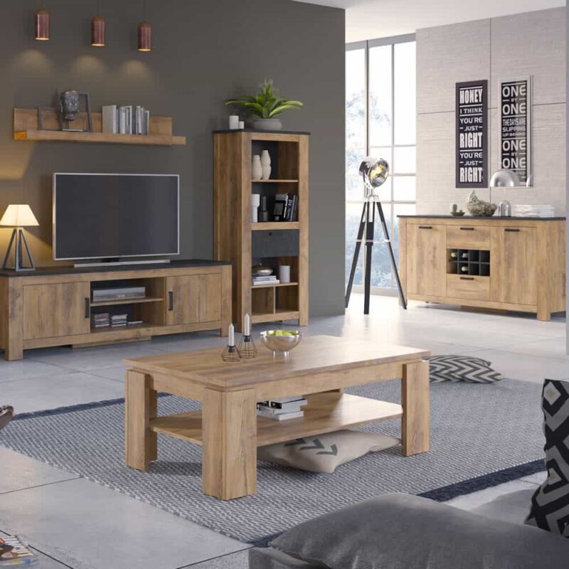 Furniture To Go Rapallo 1 Drawer Bookcase Chestnut Matera Grey