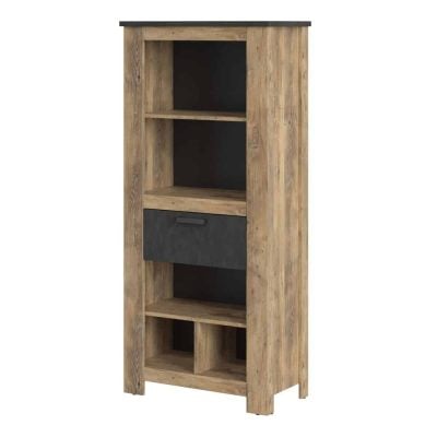 Furniture To Go Rapallo 1 Drawer Bookcase Chestnut Matera Grey