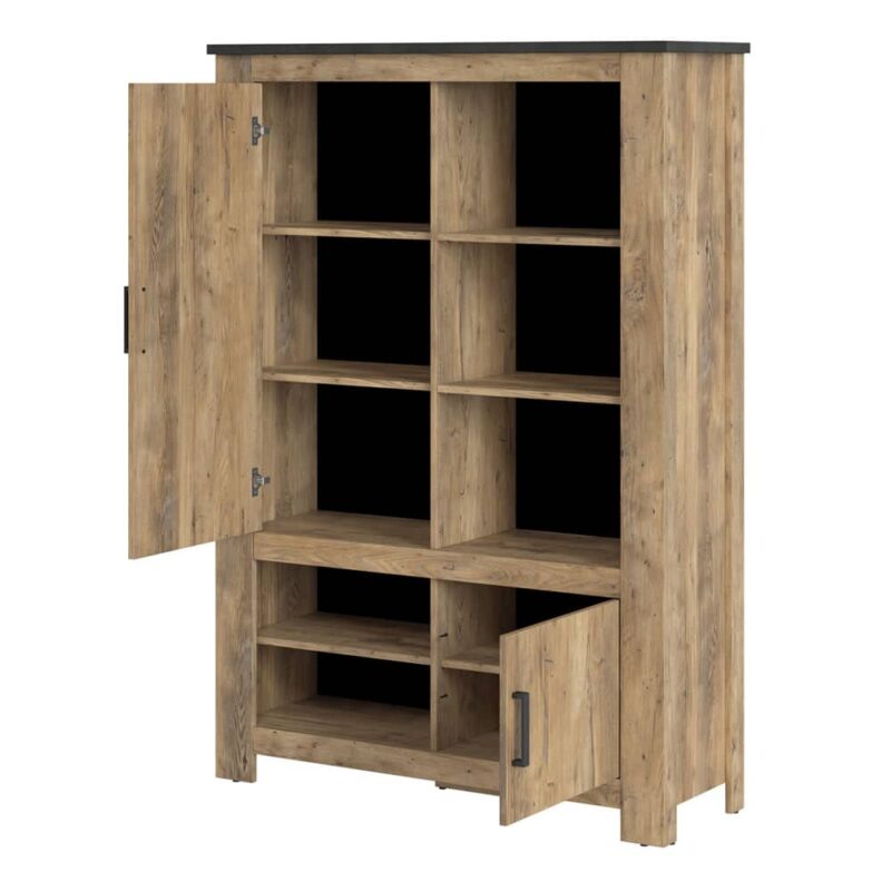 Furniture To Go Rapallo 2 Door 5 Shelves Cabinet Chestnut Matera Grey