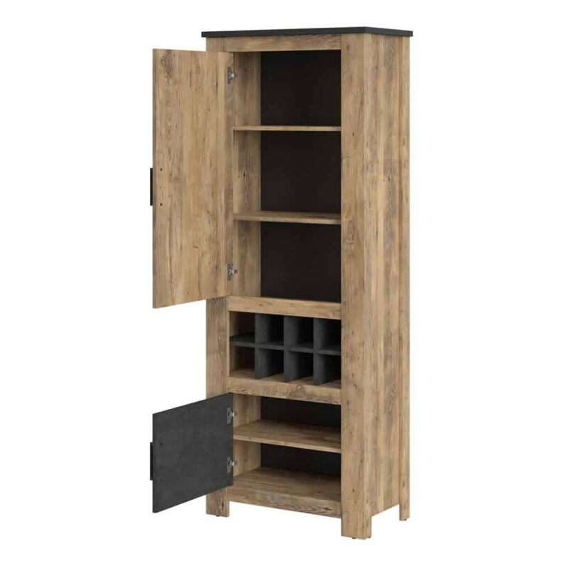 Furniture To Go Rapallo 2 Door Cabinet Wine Rack Chestnut Matera Grey