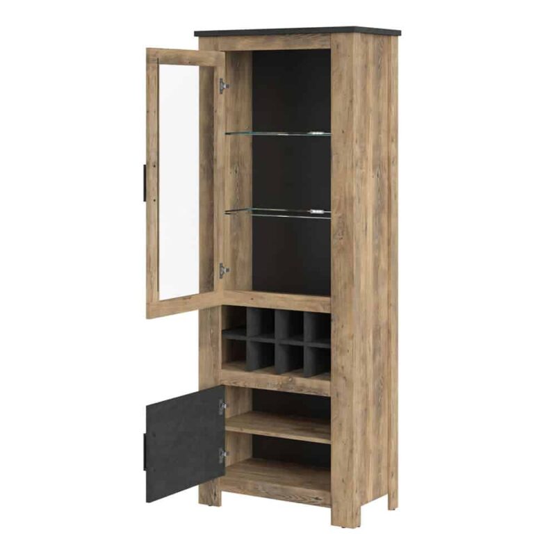 Furniture To Go Rapallo 2 Door Display Cabinet Chestnut Matera Grey