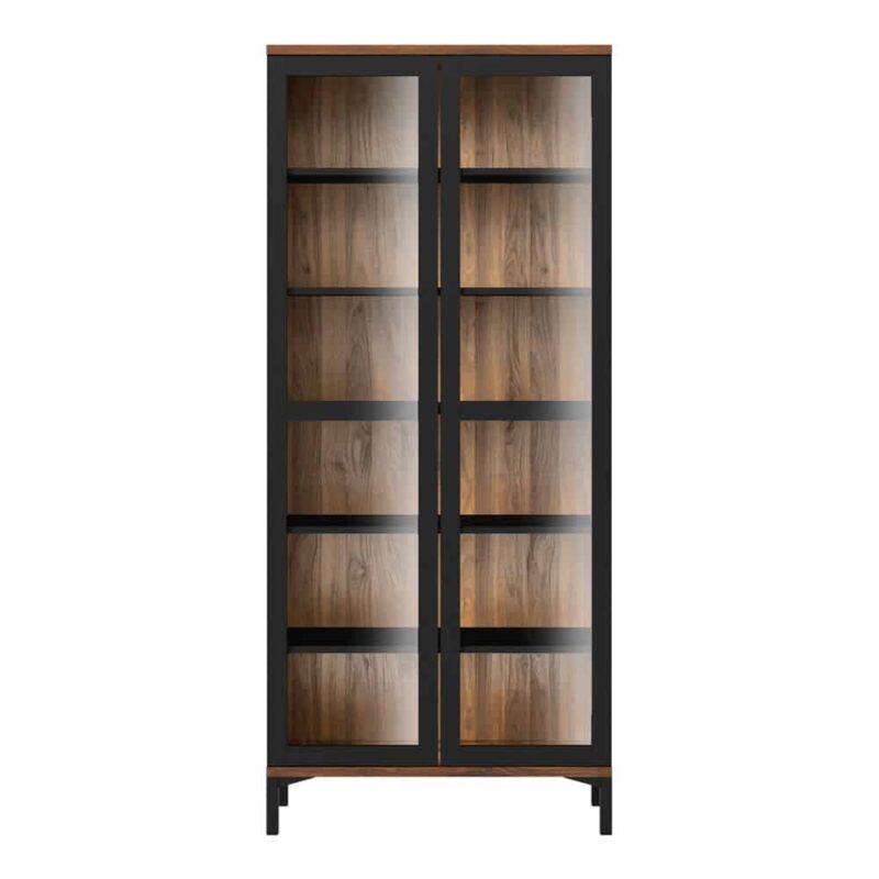 Furniture To Go Roomers Display Cabinet Glazed 2 Doors Black Walnut