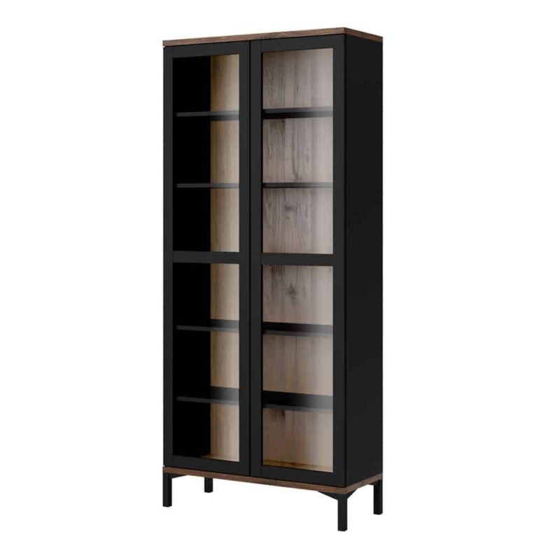 Furniture To Go Roomers Display Cabinet Glazed 2 Doors Black Walnut