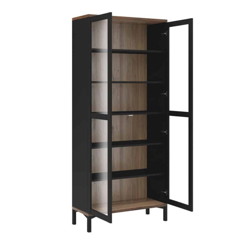 Furniture To Go Roomers Display Cabinet Glazed 2 Doors Black Walnut