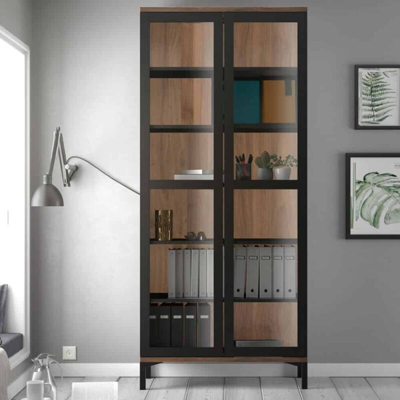 Furniture To Go Roomers Display Cabinet Glazed 2 Doors Black Walnut