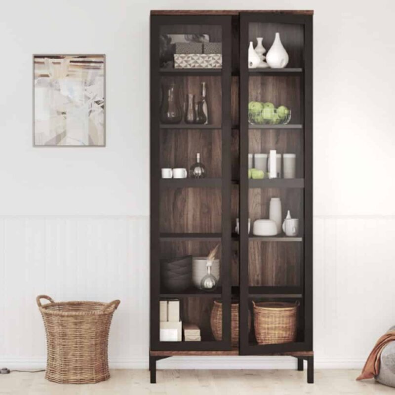 Furniture To Go Roomers Display Cabinet Glazed 2 Doors Black Walnut