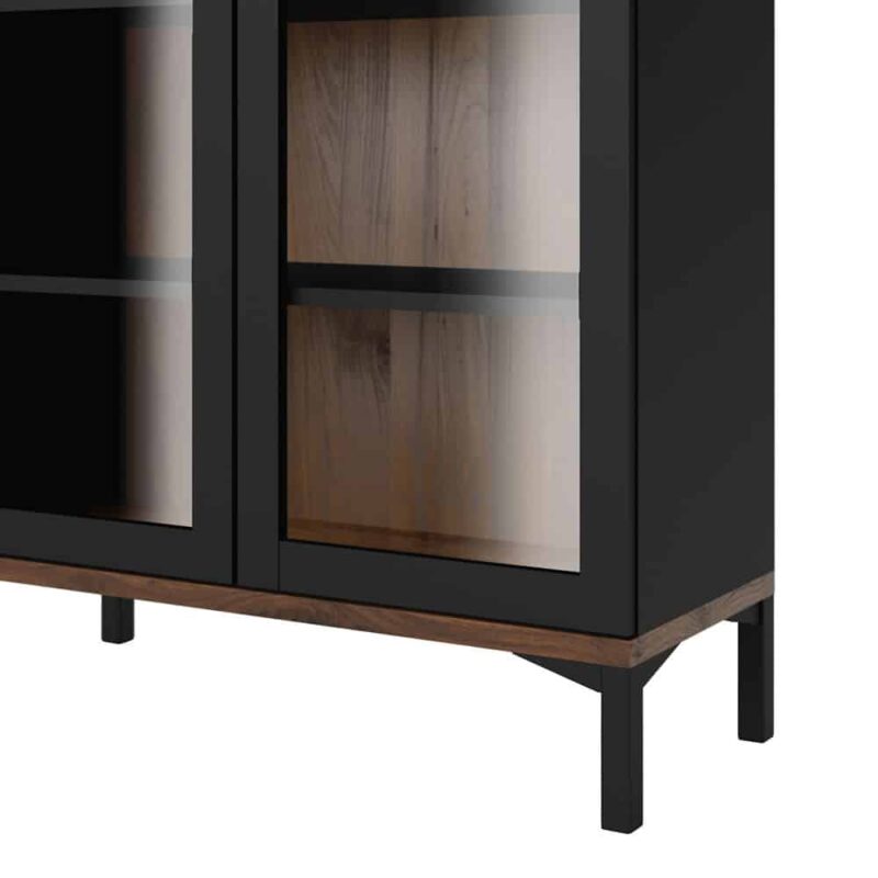 Furniture To Go Roomers Display Cabinet Glazed 2 Doors Black Walnut